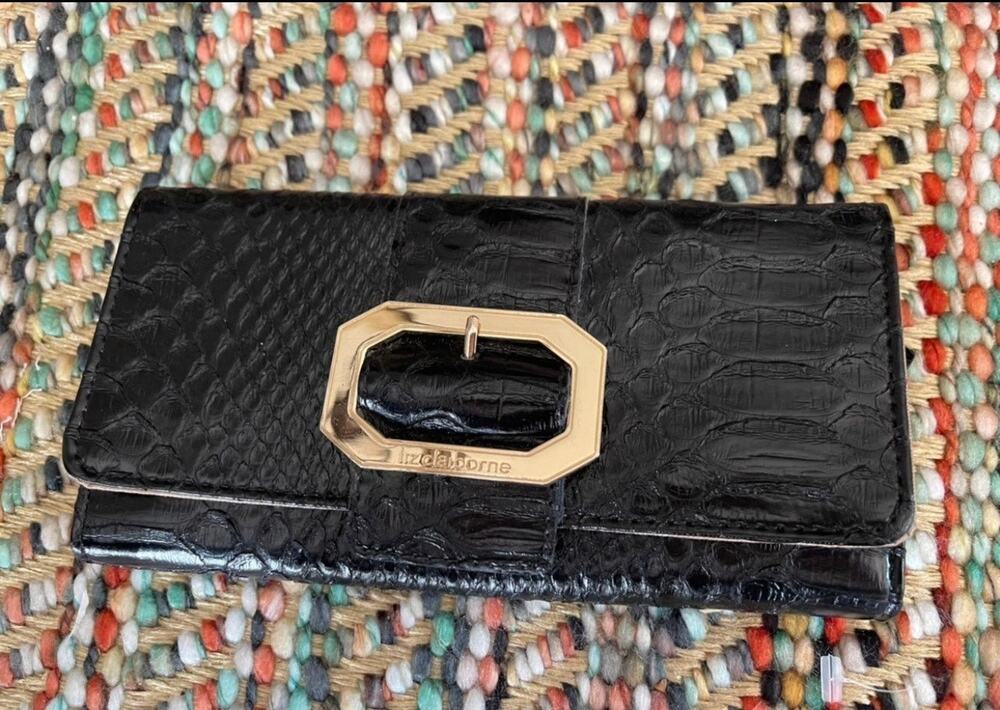 Wallet Liz Claiborne black croc print leather wallet